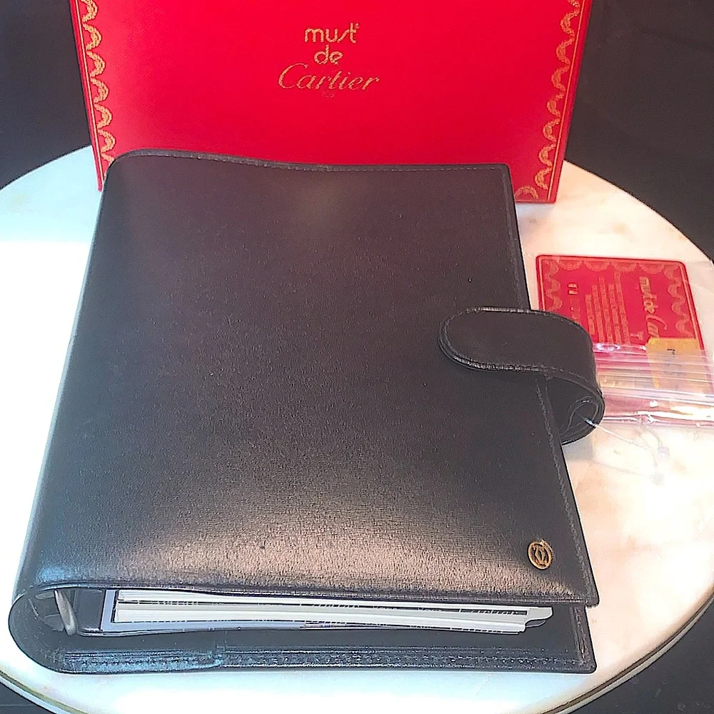 CARTIER AGENDA MUST DE CARTIER BLACK LEATHER VINTAGE NIB